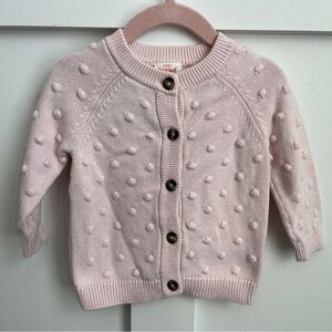 Cat & Jack Pink Knitted Swiss Dot Textured Cardigan 12M
